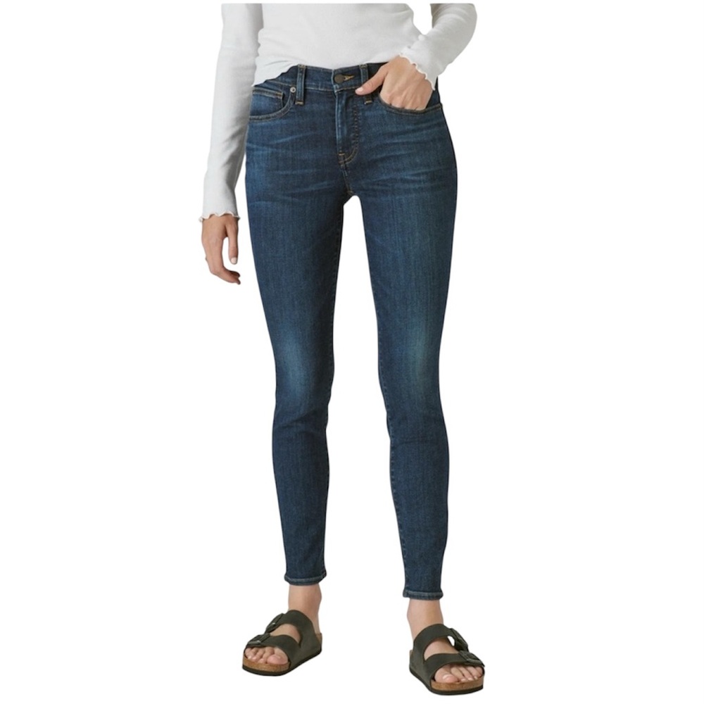 Lucky Brand Ava Slim Crop Candiani 1938 Milan Dark Blue Denim Jeans Size 2